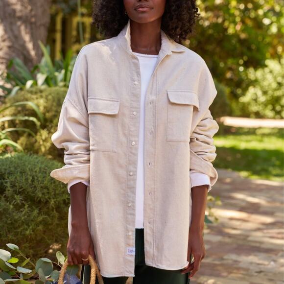 Frank & Eileen McLoghlin Shirt NEW Oversized Utility Jacket Shacket Natural XS/S - Picture 1 of 8